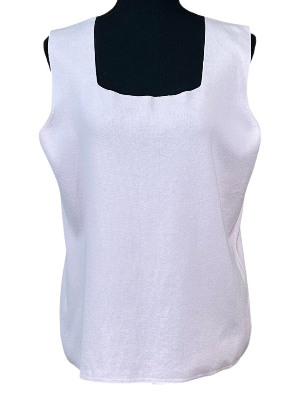 Designers Originals White Square Neck Stretch Sleeveless Top Size XL